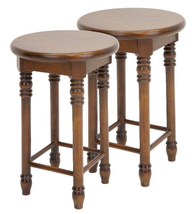 Lot de 2 tabourets bas / Sellettes Hévéa D30x45cm TRADITION