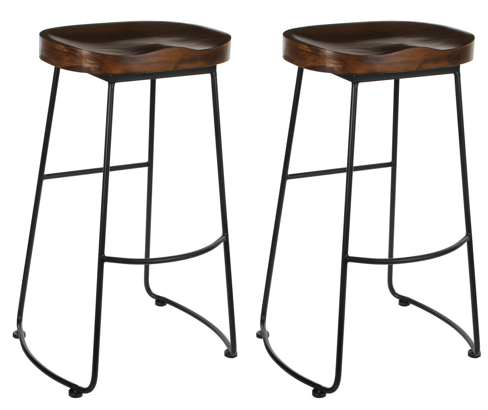 Lot de 2 Tabourets de bar en métal noir 50x45x77cm