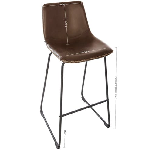Chaise haute de bar marron style contemporain pied metal