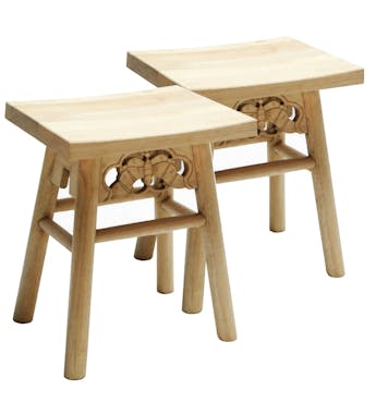  Lot de 2 Tabourets Style Japonais Hévéa 28x45x47cm MAORI