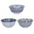 Lot de 3 bols évasés décor graphique japonisant porcelaine tons bleus D15xH10,5cm