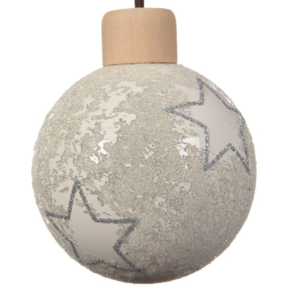 Lot de 3 boules de noël blanc cassé avec décor étoiles D8cm