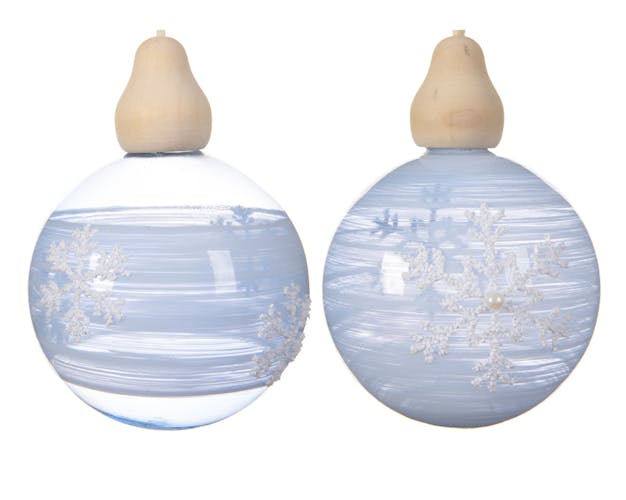 Lot de 3 boules de noël décor bleu acier D8cm