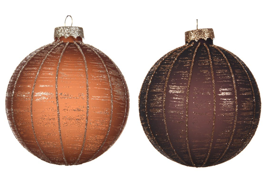Lot de 3 boules de noël tons marrons D8cm