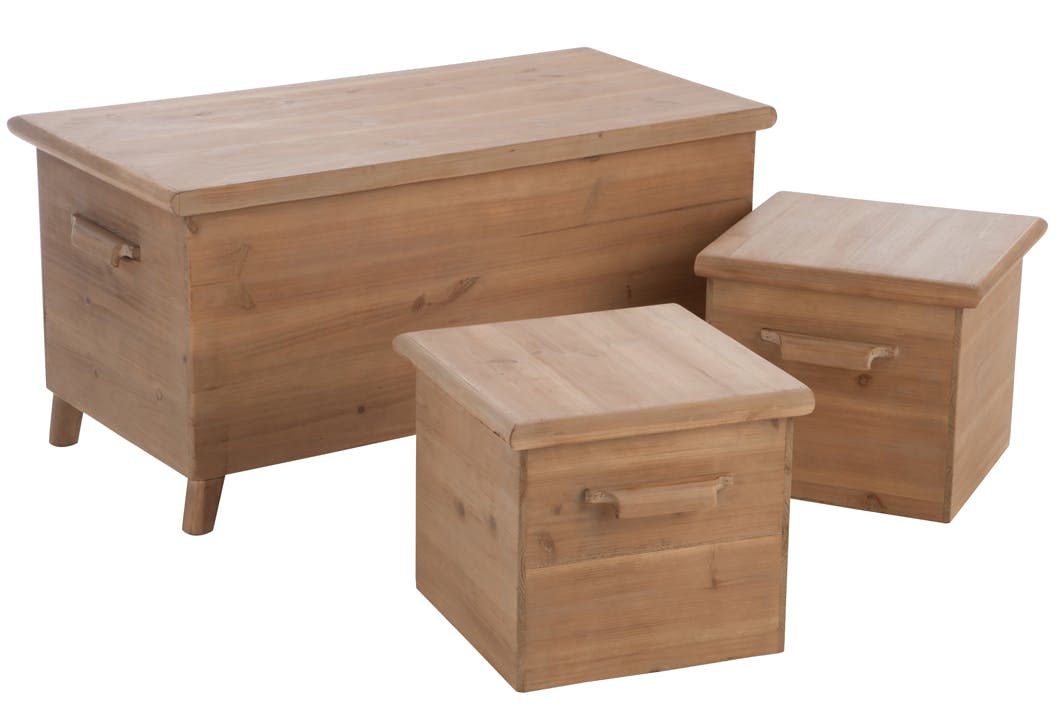 Lot de 3 coffres de rangement en sapin, 100x50x50cm