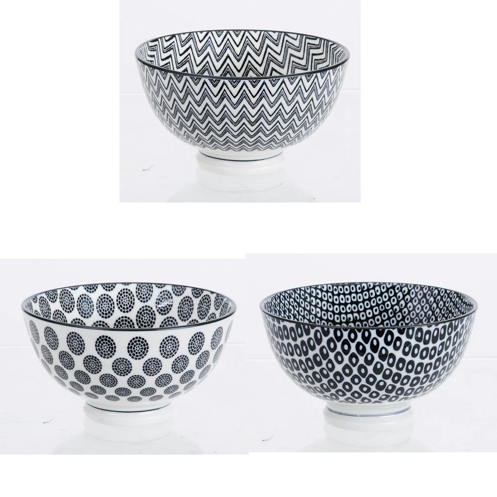 Lot de 3 Coupelles D9cm Kuro motifs géométriques tons bleus foncés