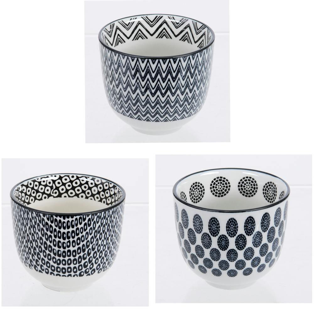 Lot de 3 Gobelets Kuro motifs géométriques tons bleus foncés