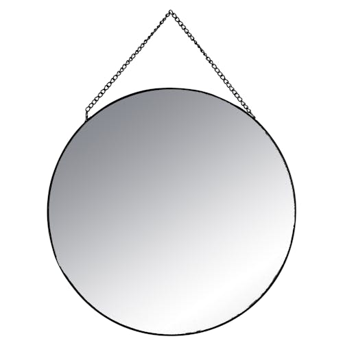 Lot de 3 miroirs rond cerclés métal noir de différentes tailles D29cm