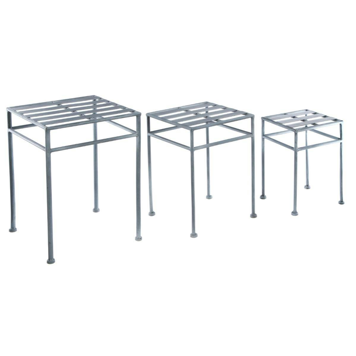 Lot de 3 sellettes gigognes en métal gris