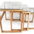 Lot de 3 Tables carrées d'appoint Gigogne plateau verre et pieds bois H50cm