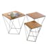 Lot de 3 tables d'appoint carrées plateau bois et pieds métal façon polygone 45x45x50cm LANDAISE