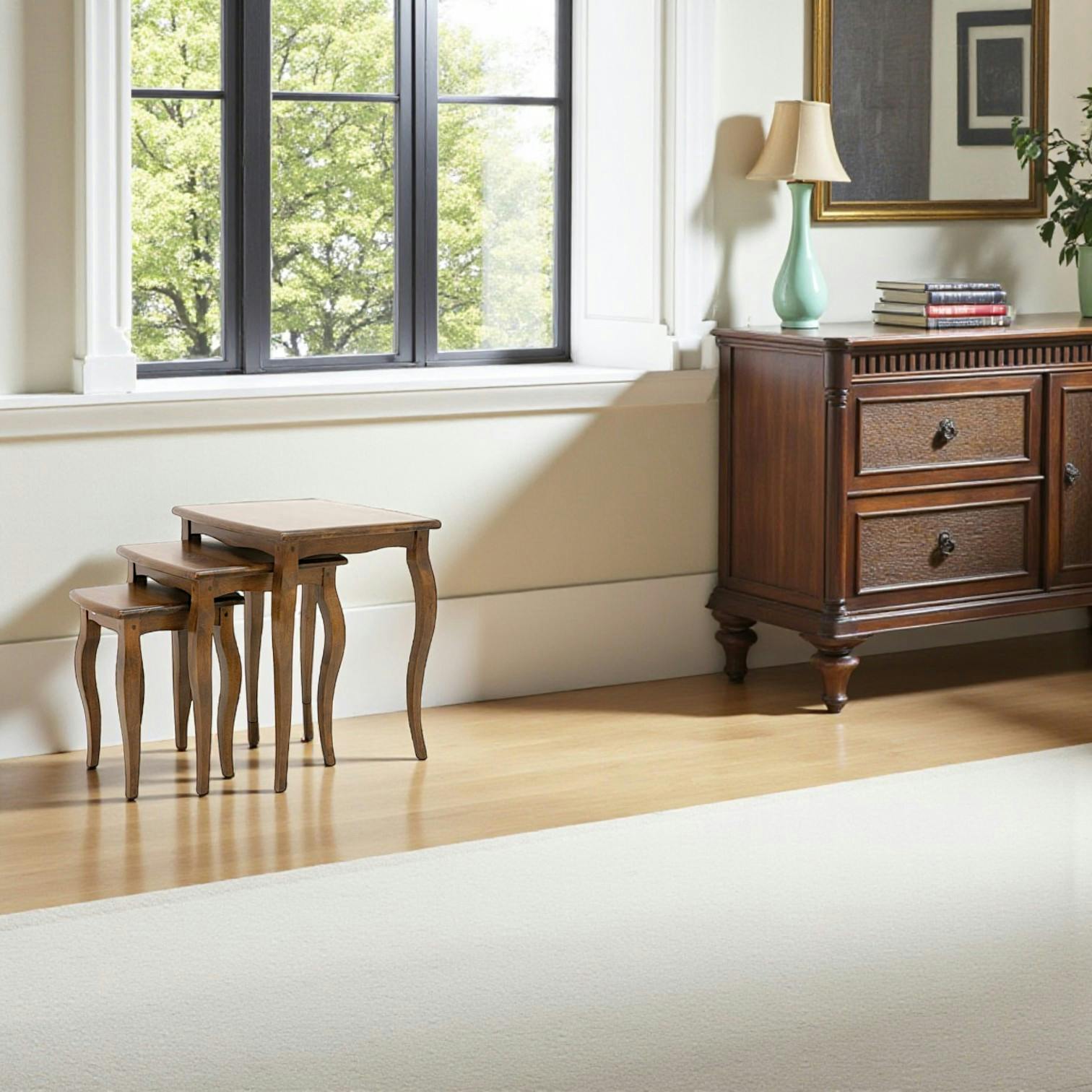 Lot de 3 tables gigognes Hévéa 51x46x56cm TRADITION