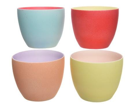 Lot de 4 photophores en porcelaine colorée D6,5cm