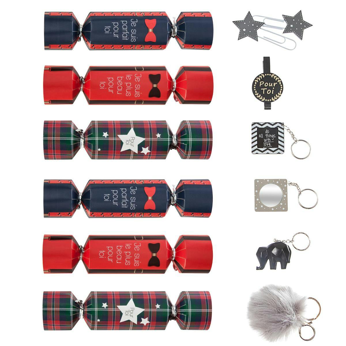 Lot de Papillotes festives à craquer x6 noir et rouge