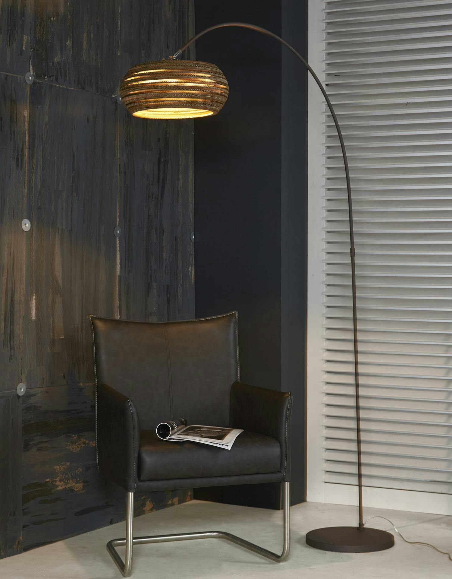 Luminaire arc contemporain brun