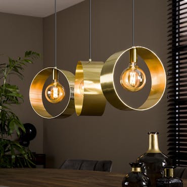  Luminaire de salle à manger moderne 3 rubans dorés CYCLADES