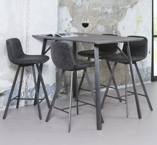 Table haute mange debout rectangulaire en bois effet beton style contemporain