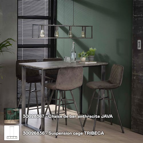 Table haute mange debout en bois effet beton et pied metal style vintage