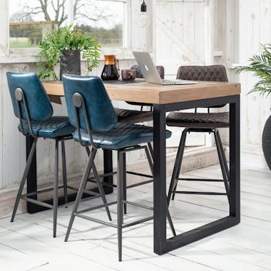 Table haute mange debout rectangulaire style industriel bois recycle
