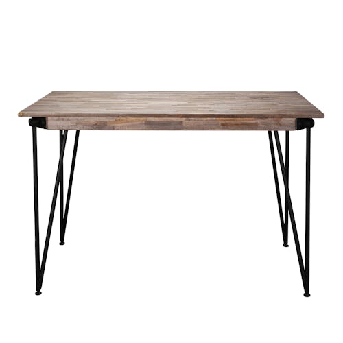 Table haute mange debout bois recycle gris et metal style industriel