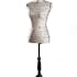 Mannequin couture tissu lin écru texte VALENTINE 40x36x165cm