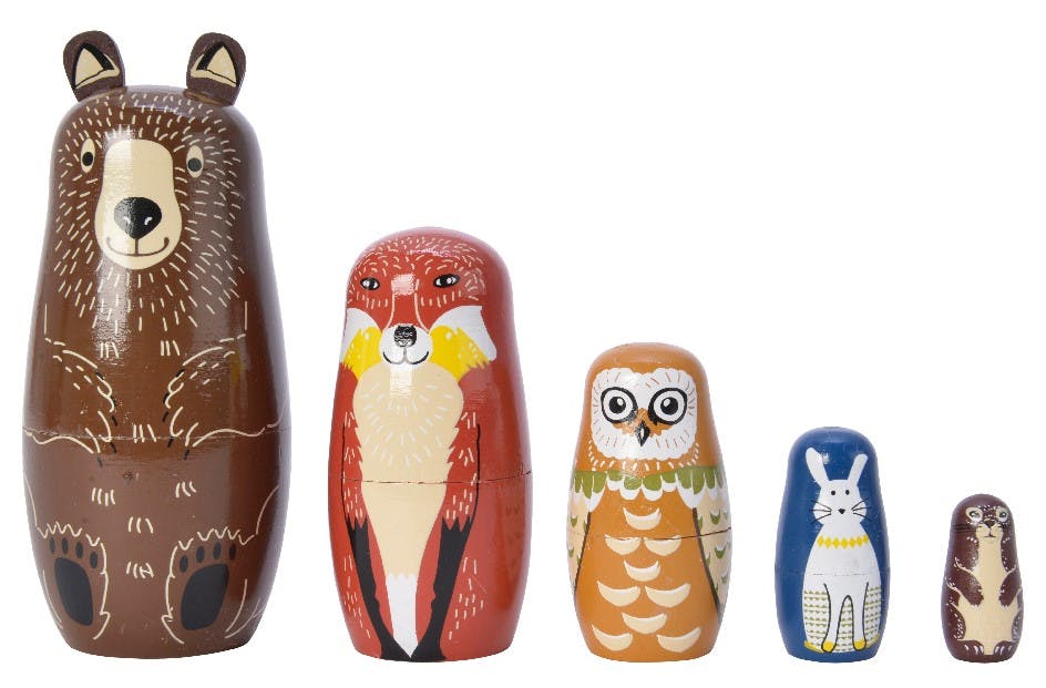 Matriochka animaux bois 5 figurines