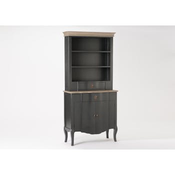 Meuble 2 corps Baroque 2 portes, 2 tiroirs, 3 niches CELESTINE ARDOISE plateau bois naturel 90x40x190cm AMADEUS