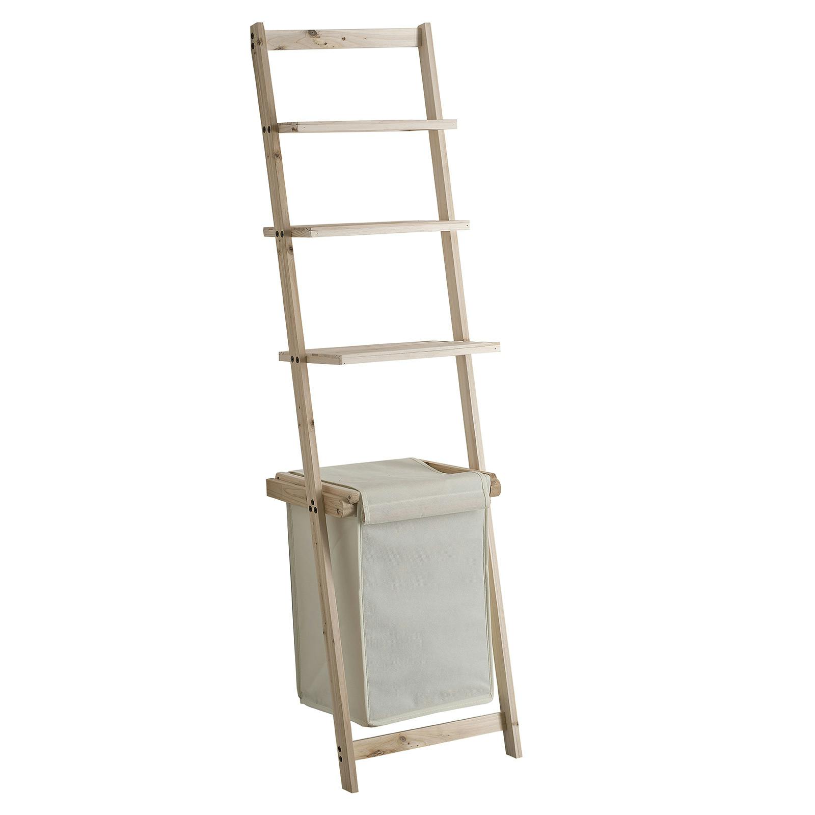 Meuble 3 étages avec panier à linge gris intégré