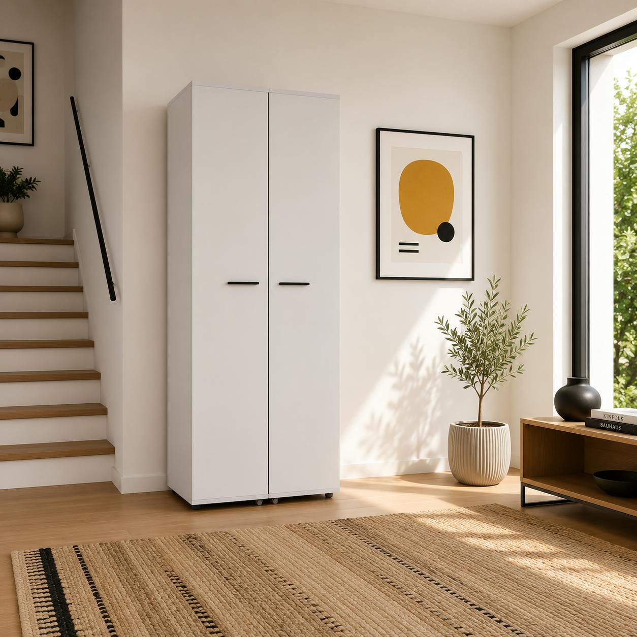 Meuble à chaussures blanc grande capacité 2 portes ALVA