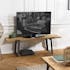 Meuble banc TV plateau en bois motifs chevrons 160 cm VULCAN