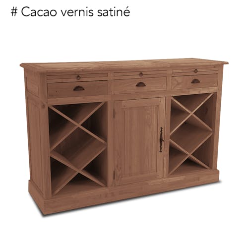 Meuble bar avec casier à bouteilles hévéa 149cm TRADITION