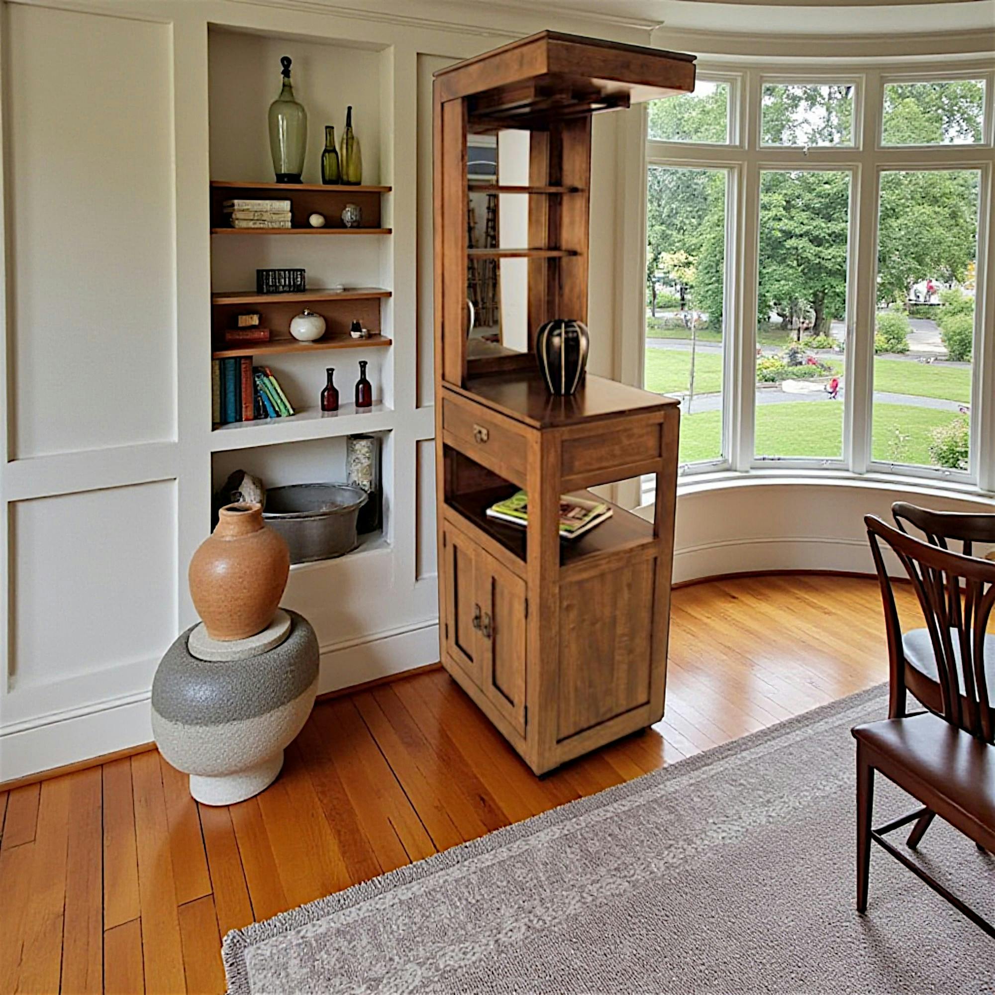 Meuble bar haut hévéa massif 190cm HELENA