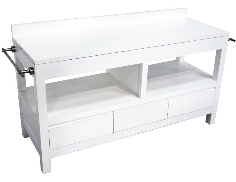 Meuble bas salle de bain 3 tiroirs hévéa 154cm OLGA