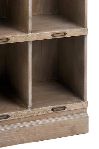 Meuble bibliothèque bois naturel patiné grisé blanchi- rangement 8 cases L60xP31xH170cm PAOLIA