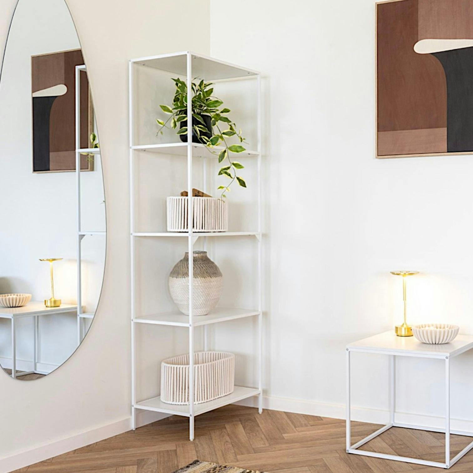 Meuble colonne blanc 5 plateaux VARDE