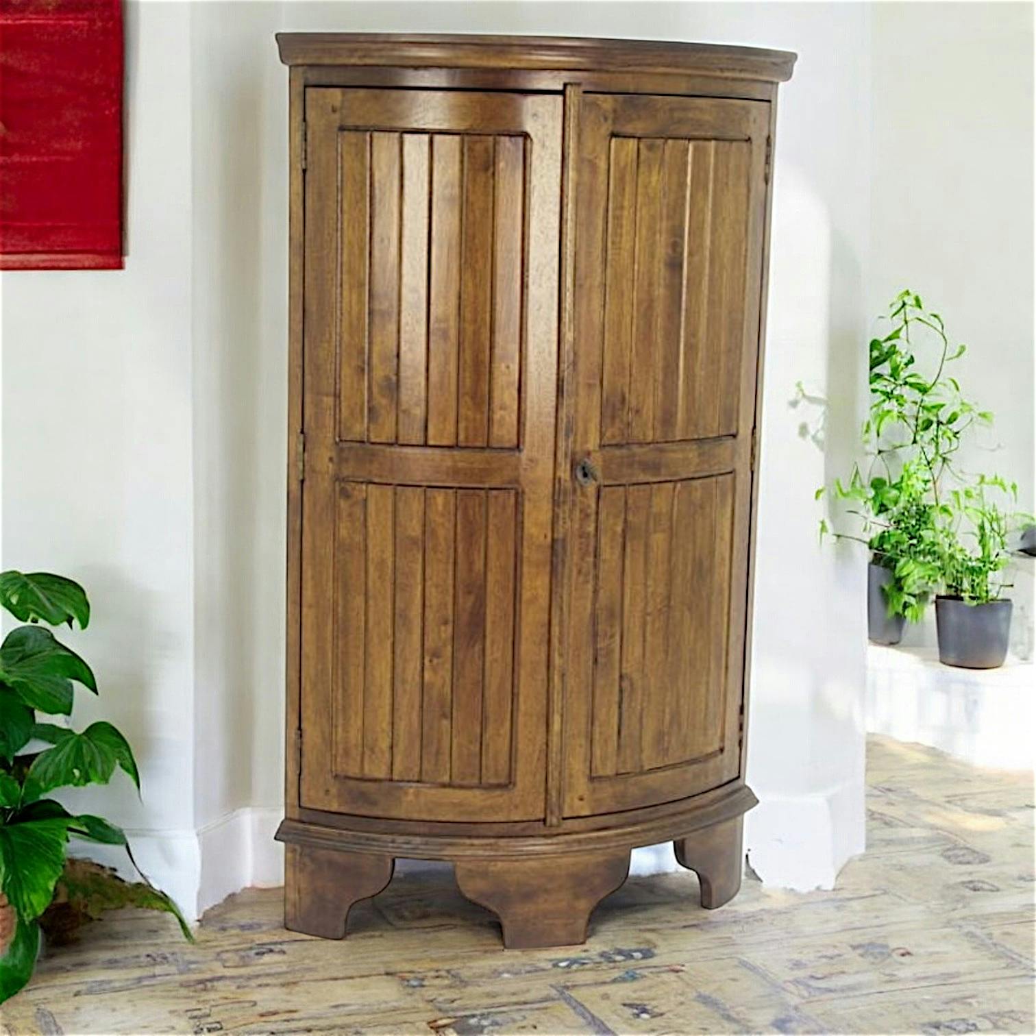 Meuble d'angle de rangement hévéa 70x53x125cm TRADITION