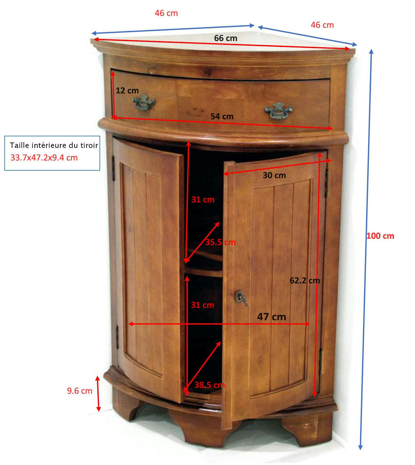 Meuble d'angle Tradition 100 cm 2P 1 tiroir