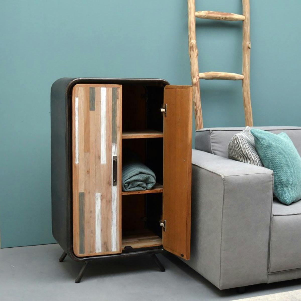 Meuble de rangement 2 portes en teck recyclé 60 cm FUSION