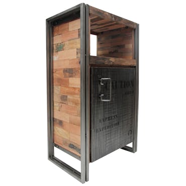 Meuble de rangement en bois recycle avec porte style indutriel