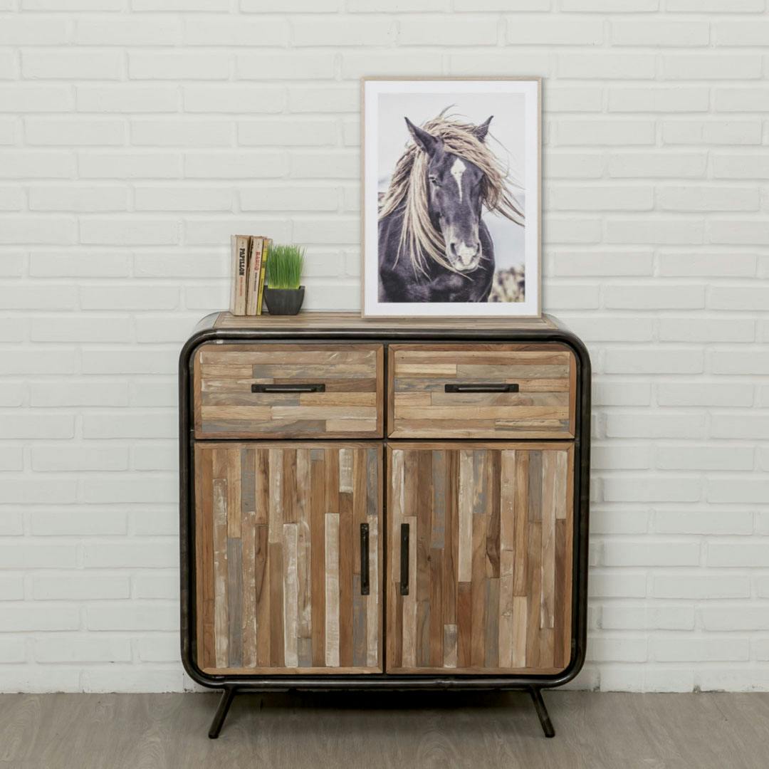 Meuble de rangement en teck recyclé 90 cm FUSION