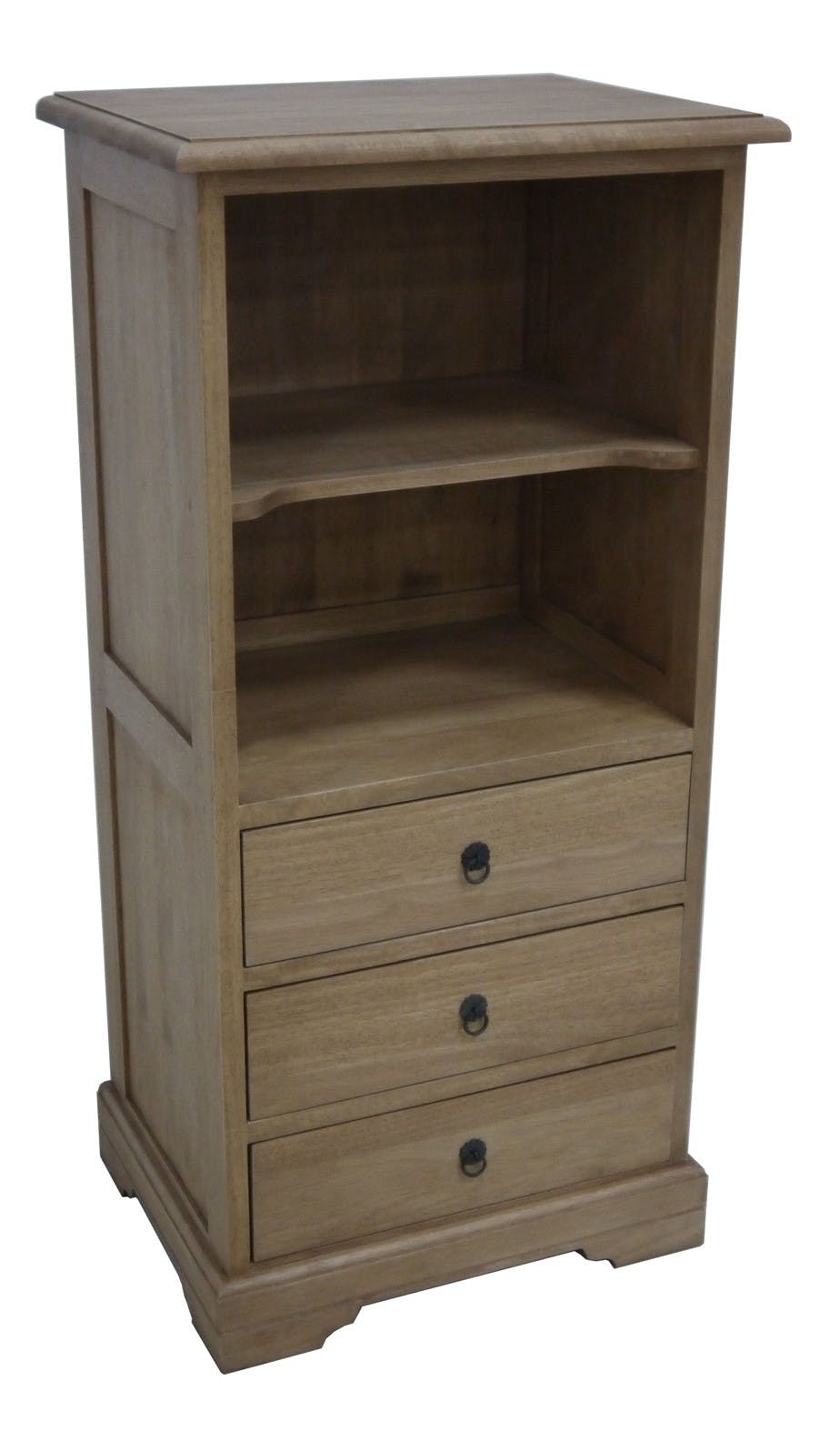 Meuble de rangement Hévéa 3 tiroirs, 2 niches 53x40x110cm TRADITION