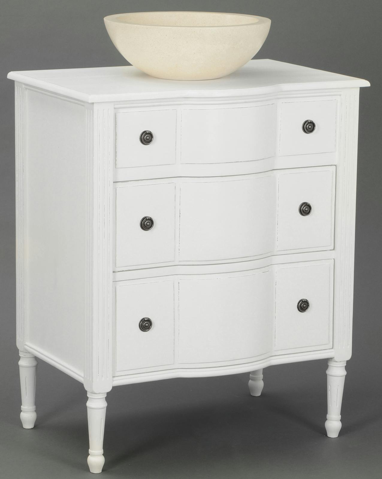 Meuble de salle de bain 1 Vasque Classique Chic AGATHE L75 X P50 X H90 Blanc Antique AMADEUS