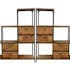 Meuble Escalier Double Faces 4 tiroirs, 4 niches cubes ouvertes en Hévéa recyclé naturel et métal 120x40x128cm LOFT