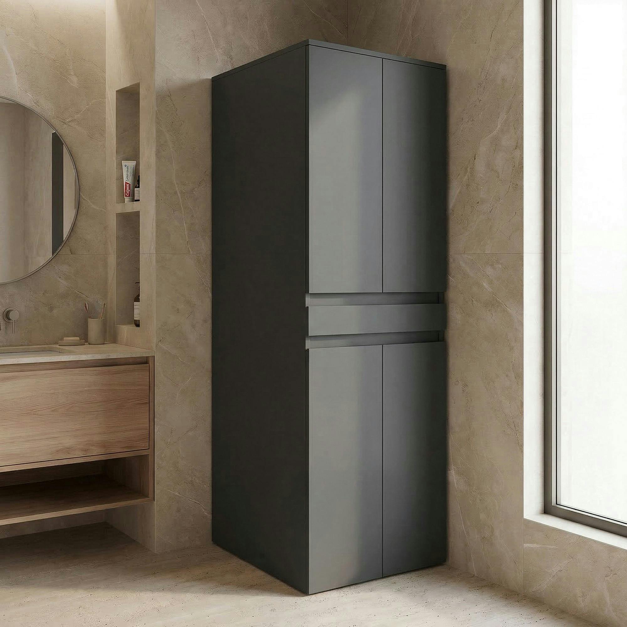 Meuble lave-linge sèche-linge anthracite 4 portes IVA