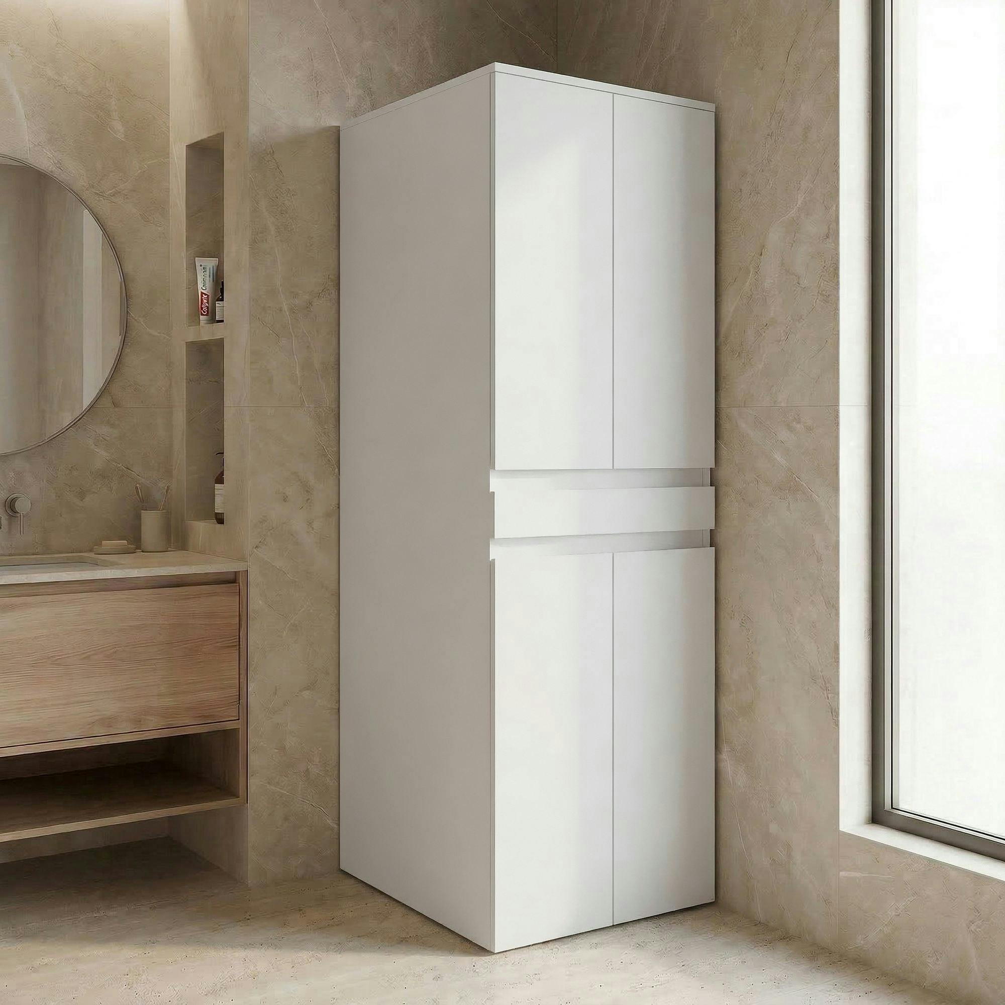 Meuble lave-linge sèche-linge blanc 4 portes IVA