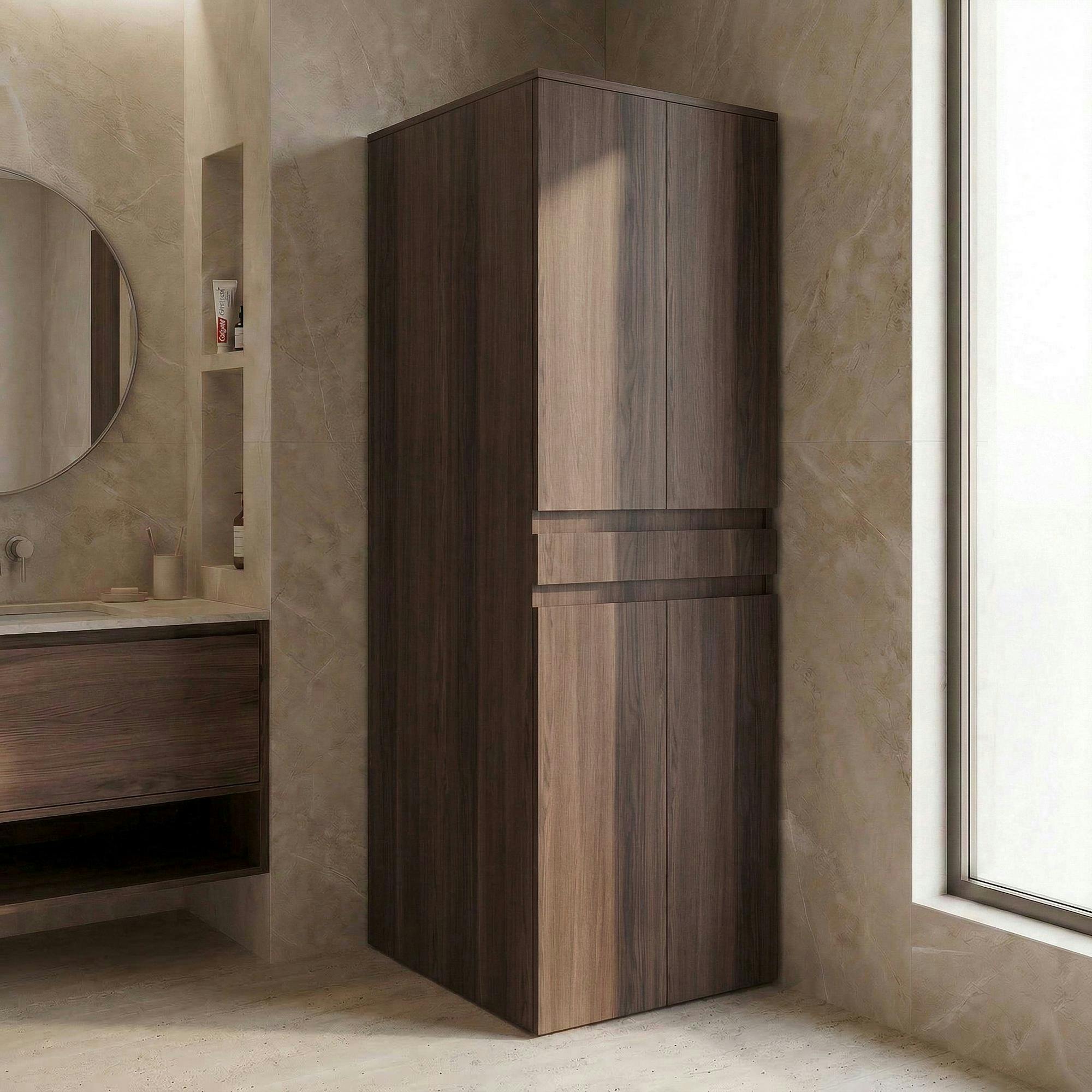 Meuble lave-linge sèche-linge décor bois foncé 4 portes IVA