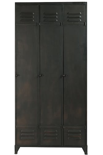 Meuble loft armoire 3 parties fer noir 84x43x174 cm ref.30022919