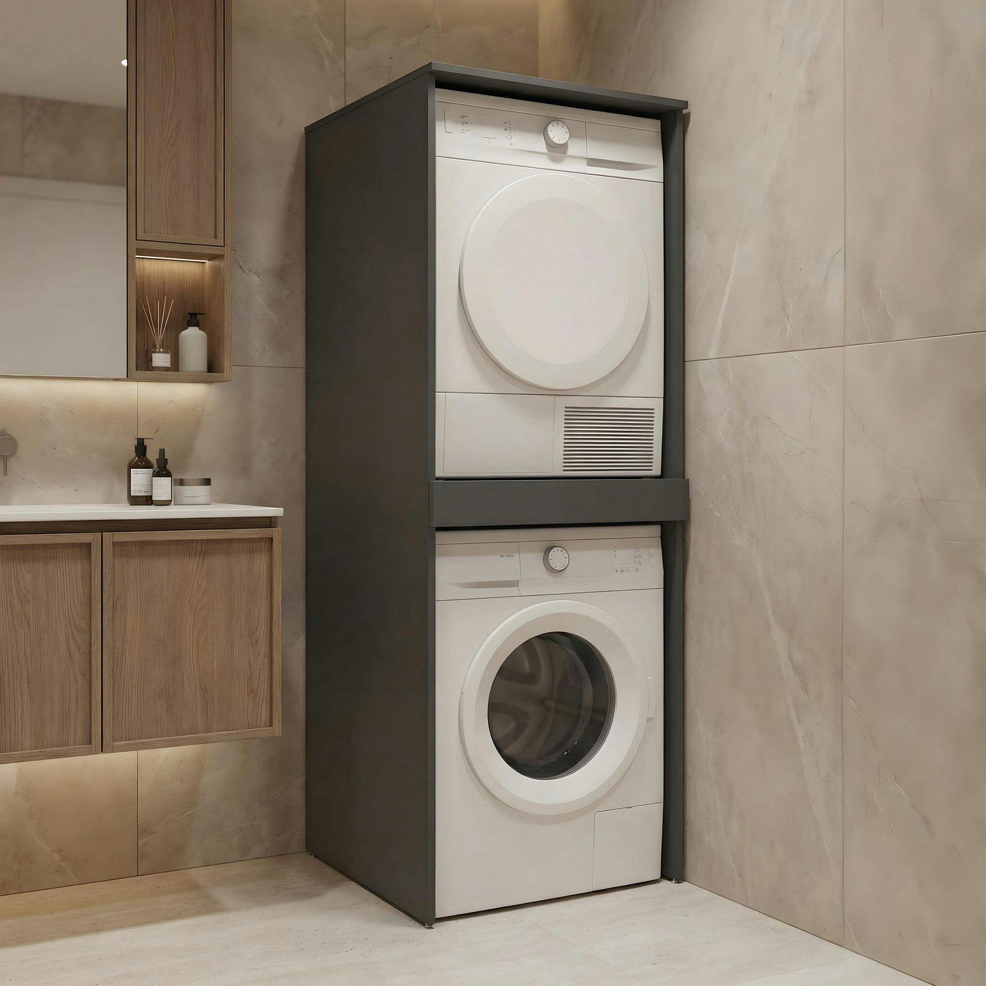 Meuble machine à laver et sèche-linge anthracite NIX