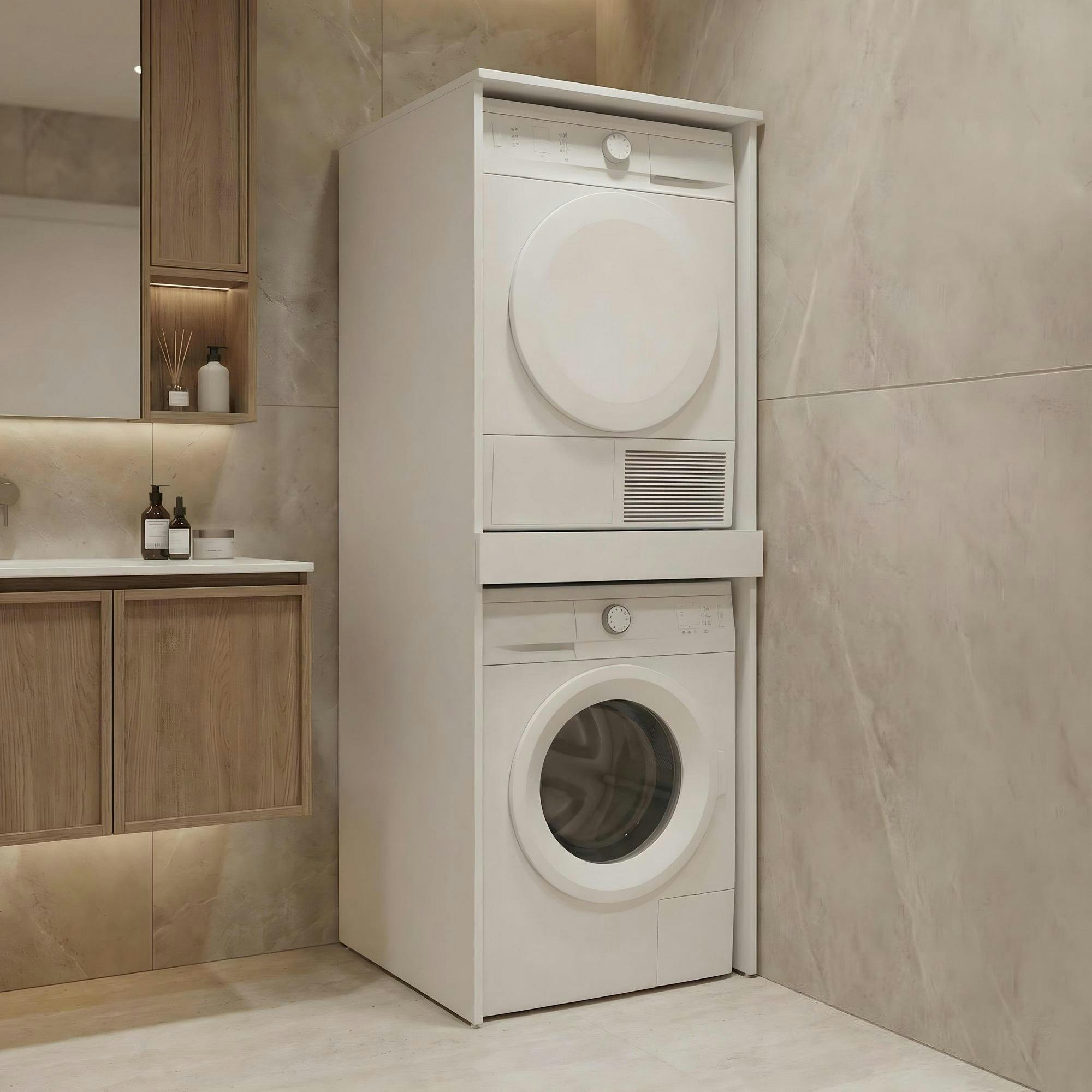 Meuble machine à laver et sèche-linge blanc NIX