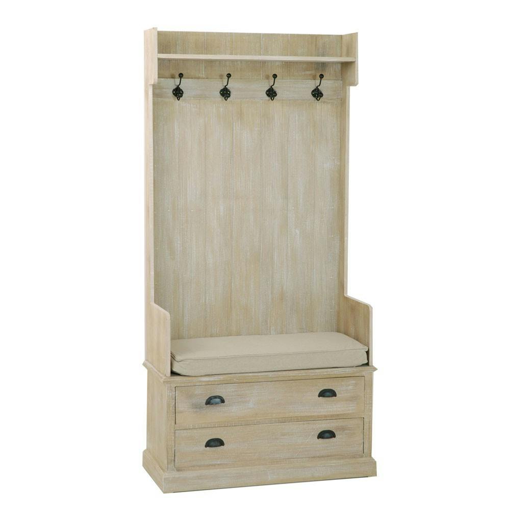 Meuble portemanteau 2 tiroirs 90x40x180cm SANDRA